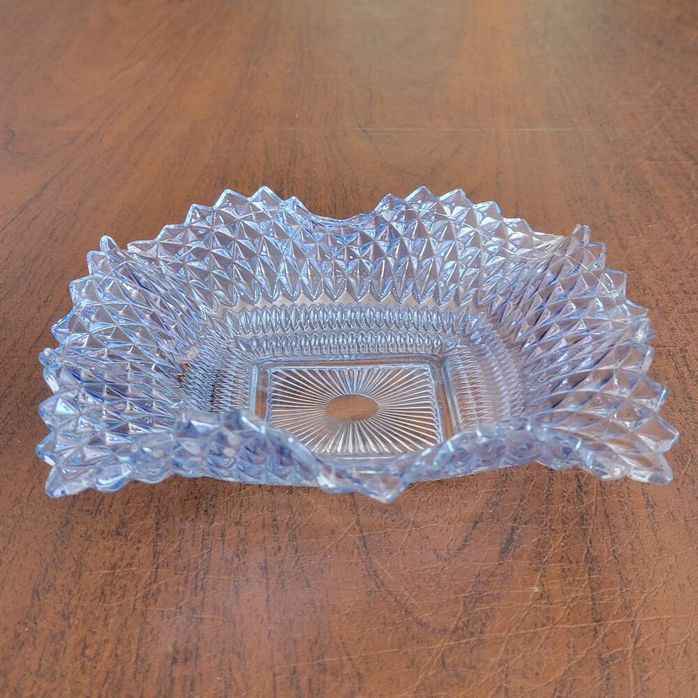 Vintage Carnival glass small serving dish tray bowl candy dish gray